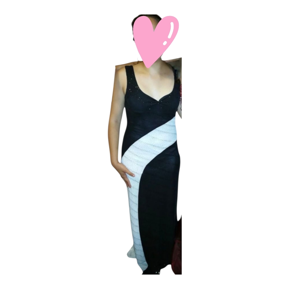Black and Blue Asymmetrical Sheath Cocktail Dress